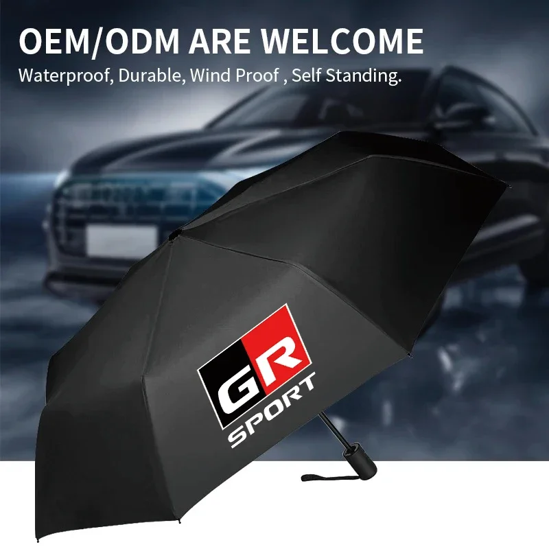 1pcs Car Fully Automatic Folding Windproof Umbrella Sunshade for Toyota GR Sport Gazoo Racing Supra 86 Corolla Car Accessories