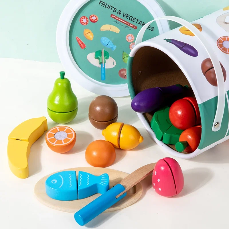 

Simulation Kitchen Pretend Toy Wooden Classic Game Montessori Educational Toy For Children Kids Gift Cutting Fruit Vegetable Set