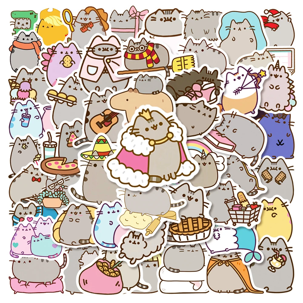 10/30/50PCS Cute Chubby Cat Stickers Funny Fat Fat Cat Cartoon Decals Waterproof DIY Stationery Laptop Kawaii Kids Sticker Toys