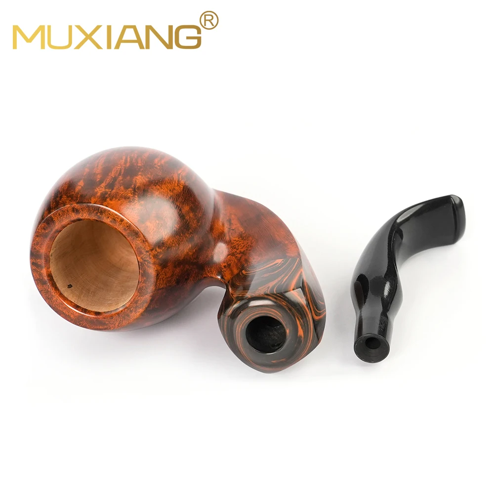 Briar wood pipe, Hungarian big curved pipe,  curved handle vulcanized rubber pipe mouth, solid wood pipe,  3mm pipe channel