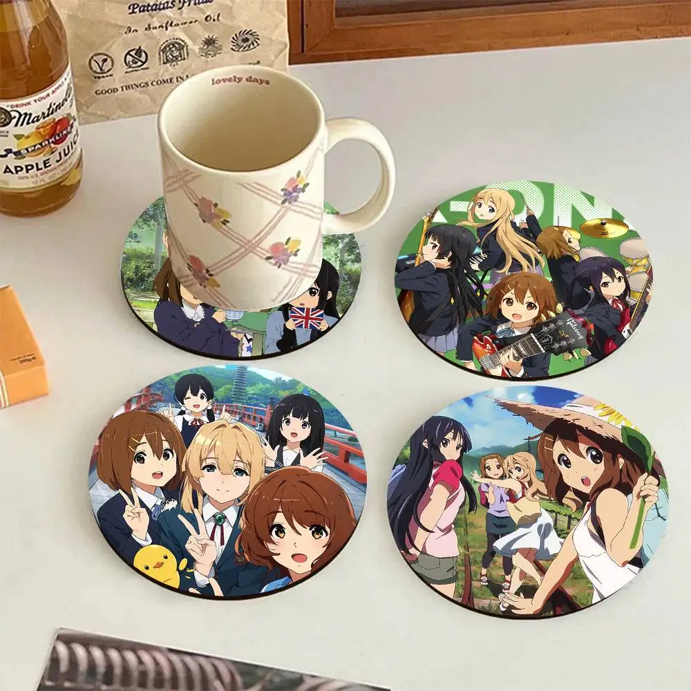 Cartoon Anime K-ON! Round Wooden Coasters Suitable For Restaurants And Coffee Home Gift Choice Holidays