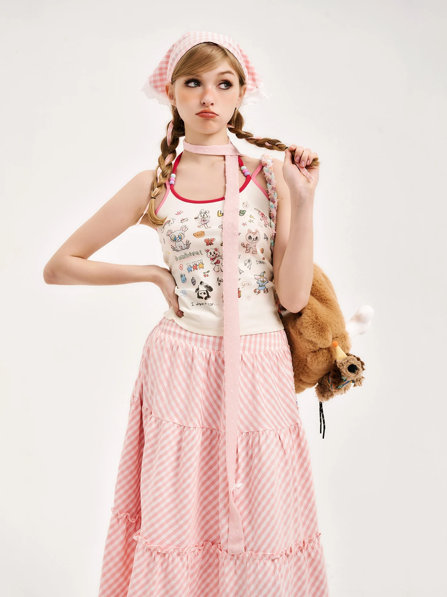 

Женский летний жилет Drde Original с ручной росписью и принтом, новая модель, с бисером, контрастными цветами и бретелями, из смесового хлопка