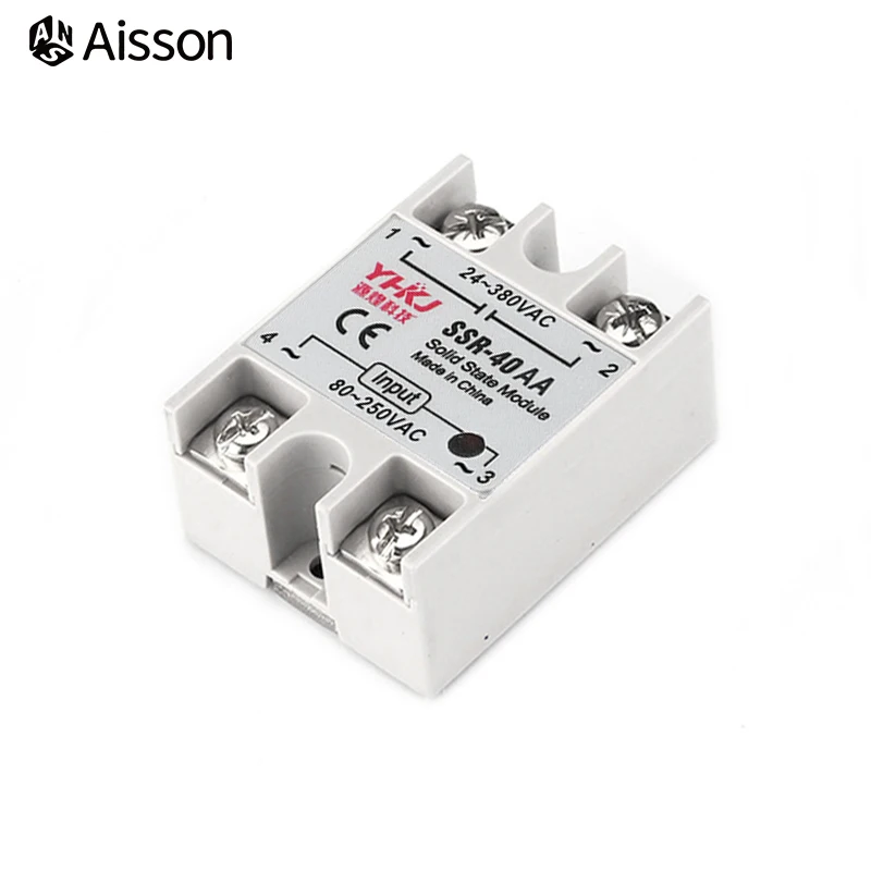 Solid State Relay SSR-10AA 25AA 40AA SSR Single Phase AC Control AC 24-380VAC Input 80-250VAC 10A 25A 40A