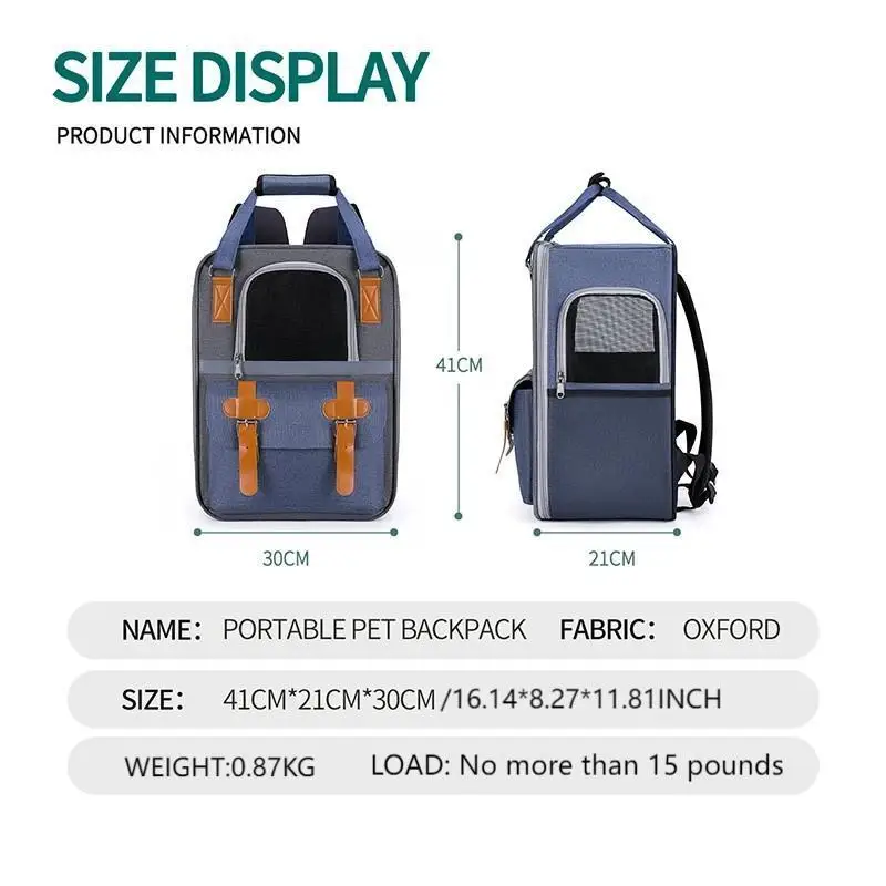 Dog and cat portable travel backpack large capacity comfortable breathable pet carrier bag puppy cat tote bag folding pet backpa