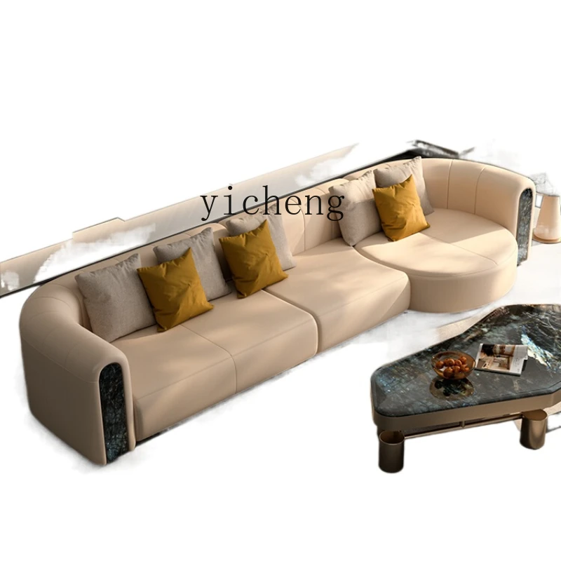 XL Leather Sofa First Layer Cowhide Modern Four-Seat Villa Corner Living Room