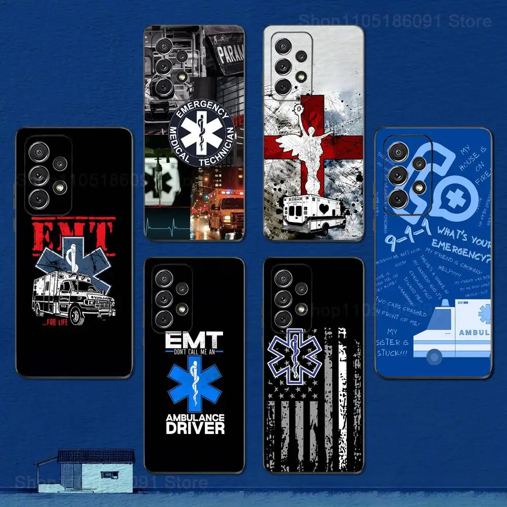 

Ambulance EMT EMS Phone Case For Samsung S22,S21,S20,S10,S9,S25,S24,S23,Ultra,FE,Plus,Lite,Soft Silicone Black Cover