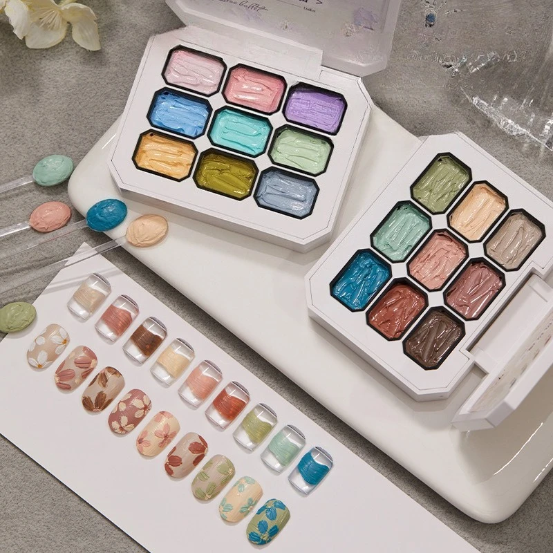 

9-цветный гель для рисования маслом, украшение для ногтей, 3D-эффект, супер текстура, гель для рисования, замачиваемый УФ-светодиод, полуперманентная пигментированная краска