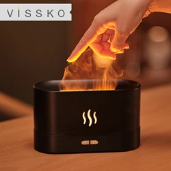 Vissko Aroma Diffuser Air Humidifier Ultrasonic Aromatherapy Cool Mist Maker 180ML Essential Oil Flame Lamp Difusors For Home