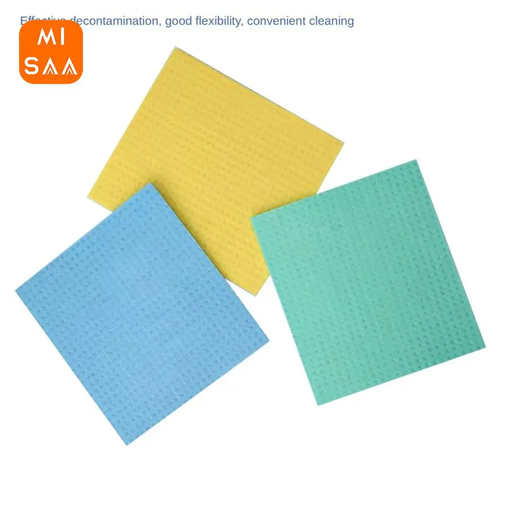 Kitchen Rag Effective Reusable Polychromatic Wood Fiber Compressed Wood Pulp Cotton Rag Kitchen Dish Towels Absorbent Washable