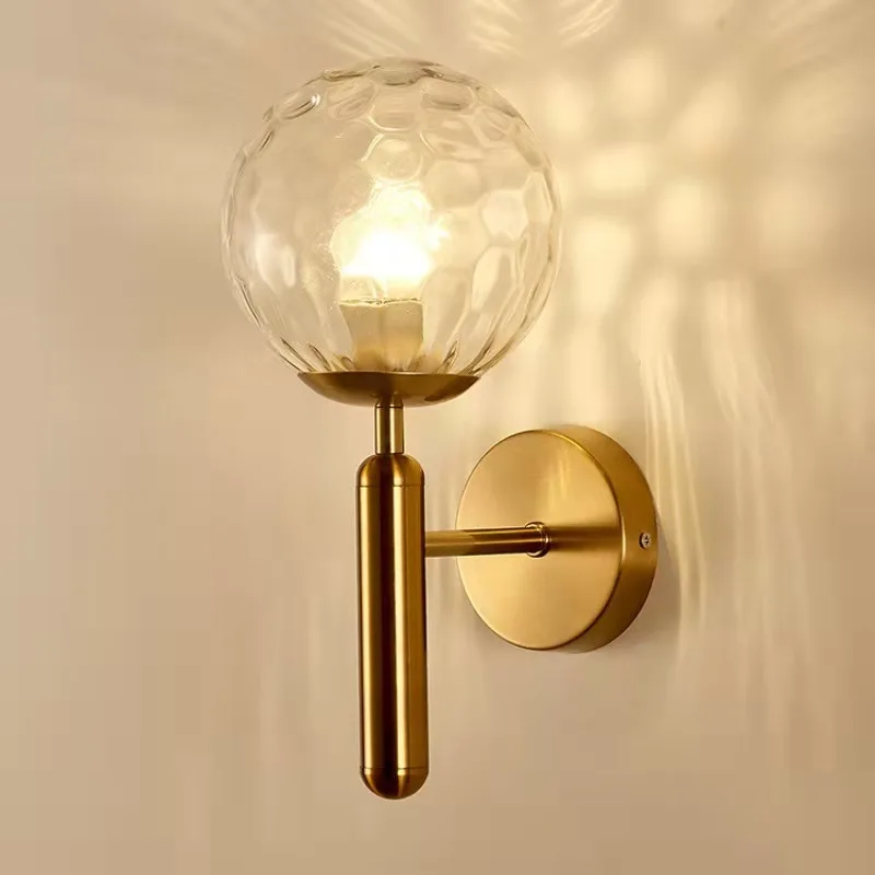 Glass Ball Led Wall Lamp Gold Modern Nordic Minimalist Sconces Lighting Living Bedroom Bedside Decoration Fixture Mirror Lights