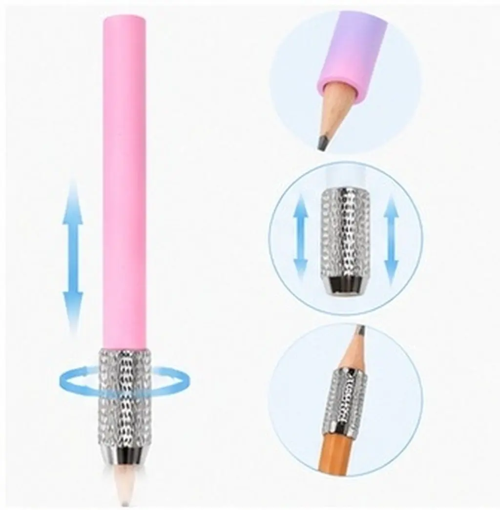 6Pcs Colored Pencil Extender Plastic Holder Lengthener for Short Pencils Sketch Drawing Art School Office Use Crayon Lengthener