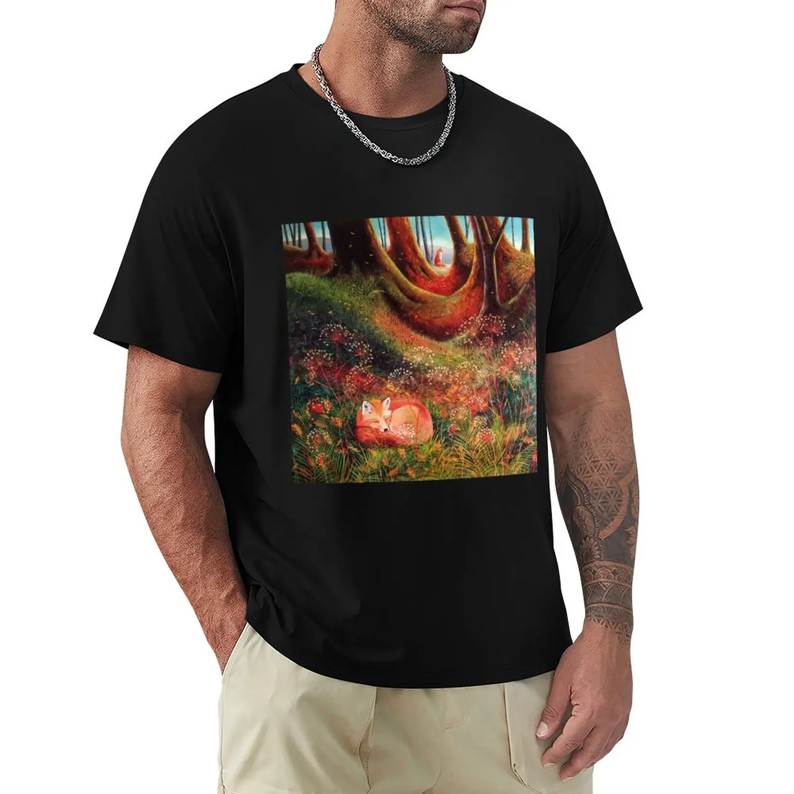 Sleeping Fox (2) T-Shirt Essential Solid Color T-Shirt