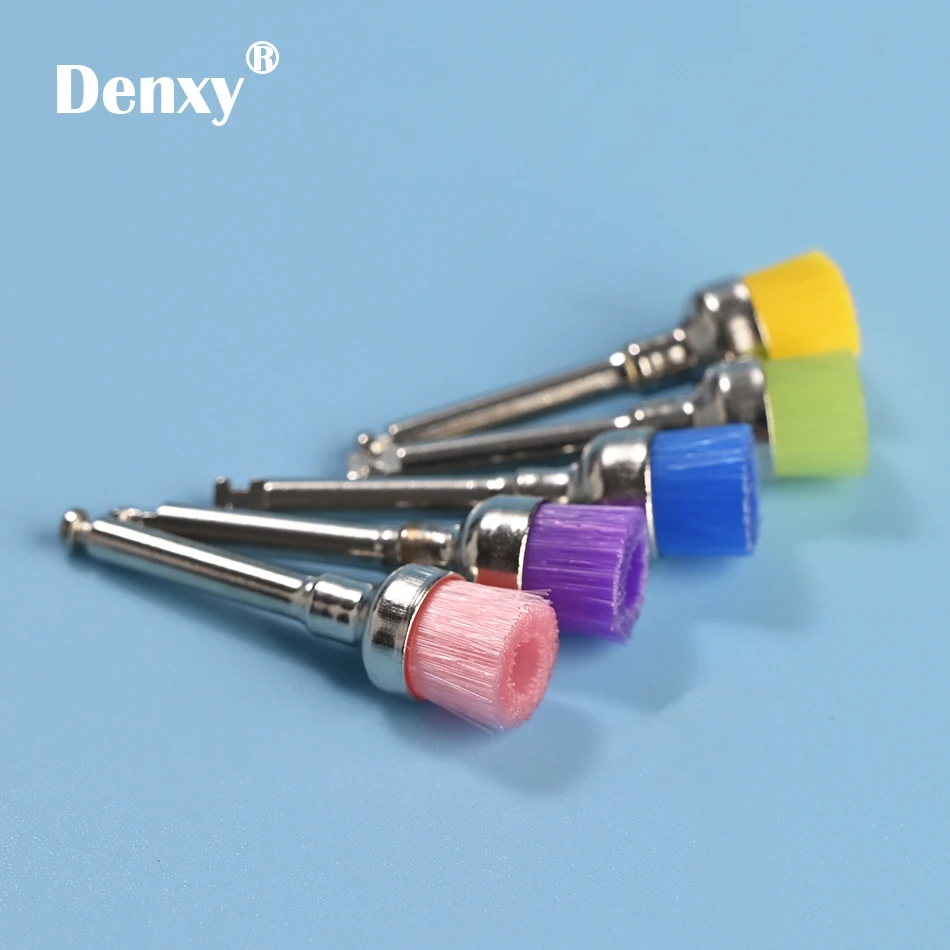 DENXY 200 Pcs Dental Nylon Polishing Brushes Bowl Shape Dental Prophy Brush For Bending Machine Colorful High Quality