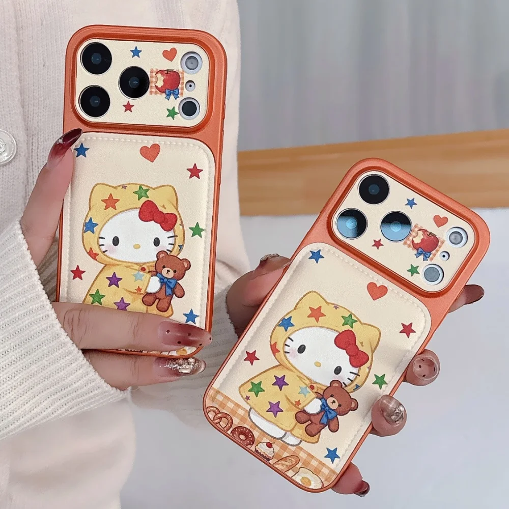Cute Sticky Star Bears KT Hot Sale Phone Case for iPhone 17 Pro 16 15 14 Pro Max Orange Cartoon Cover Shockproof Protective Case