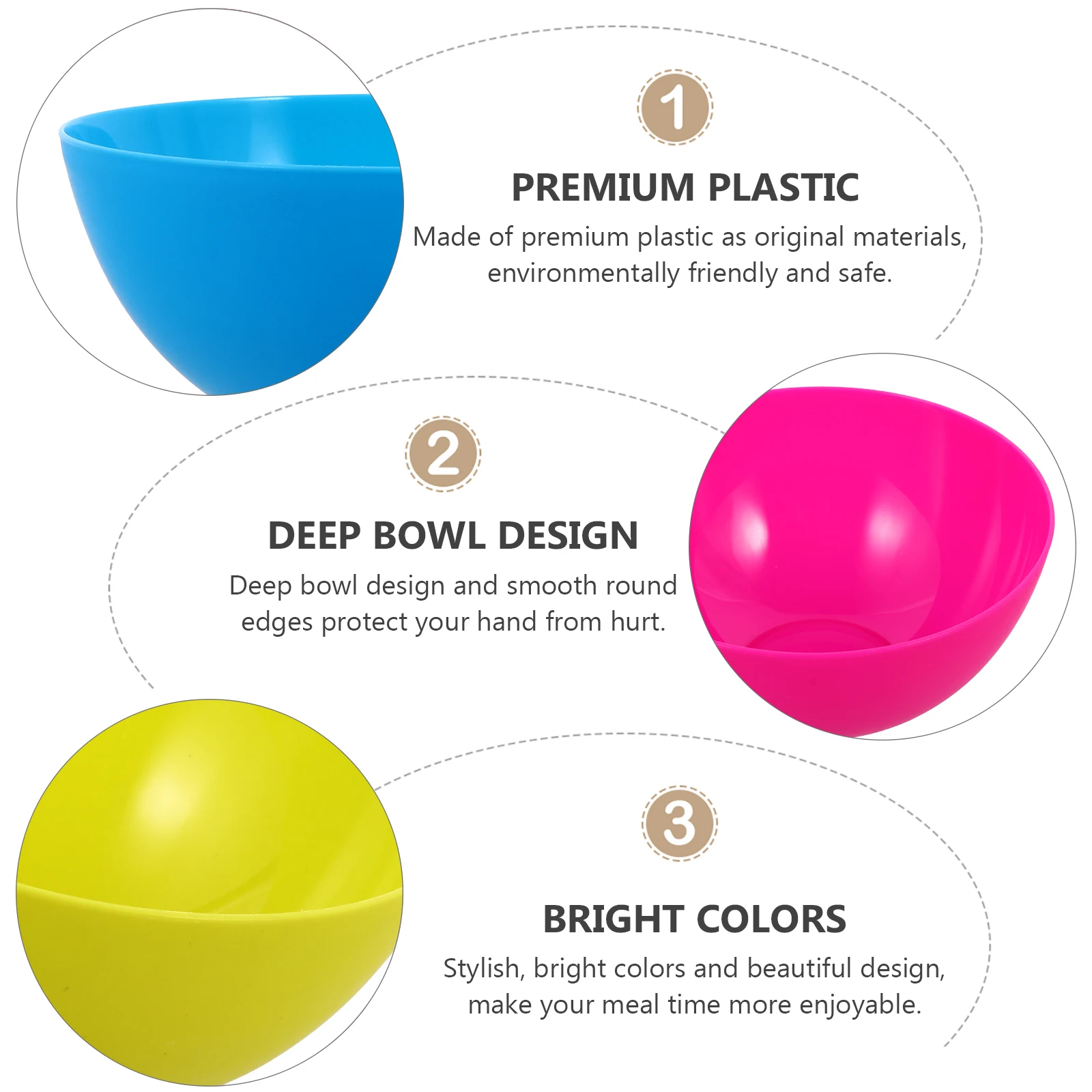 

10 Pcs Anti-shatter Bowl Noodle Clear Bowls Round Serving Ramen Plastic Child Noodles