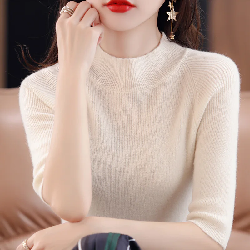 New 2022 Cashmere Sweater Women Short Sleeve Pullover Women sweater Short Sleeve Slim Version Knitted Tops