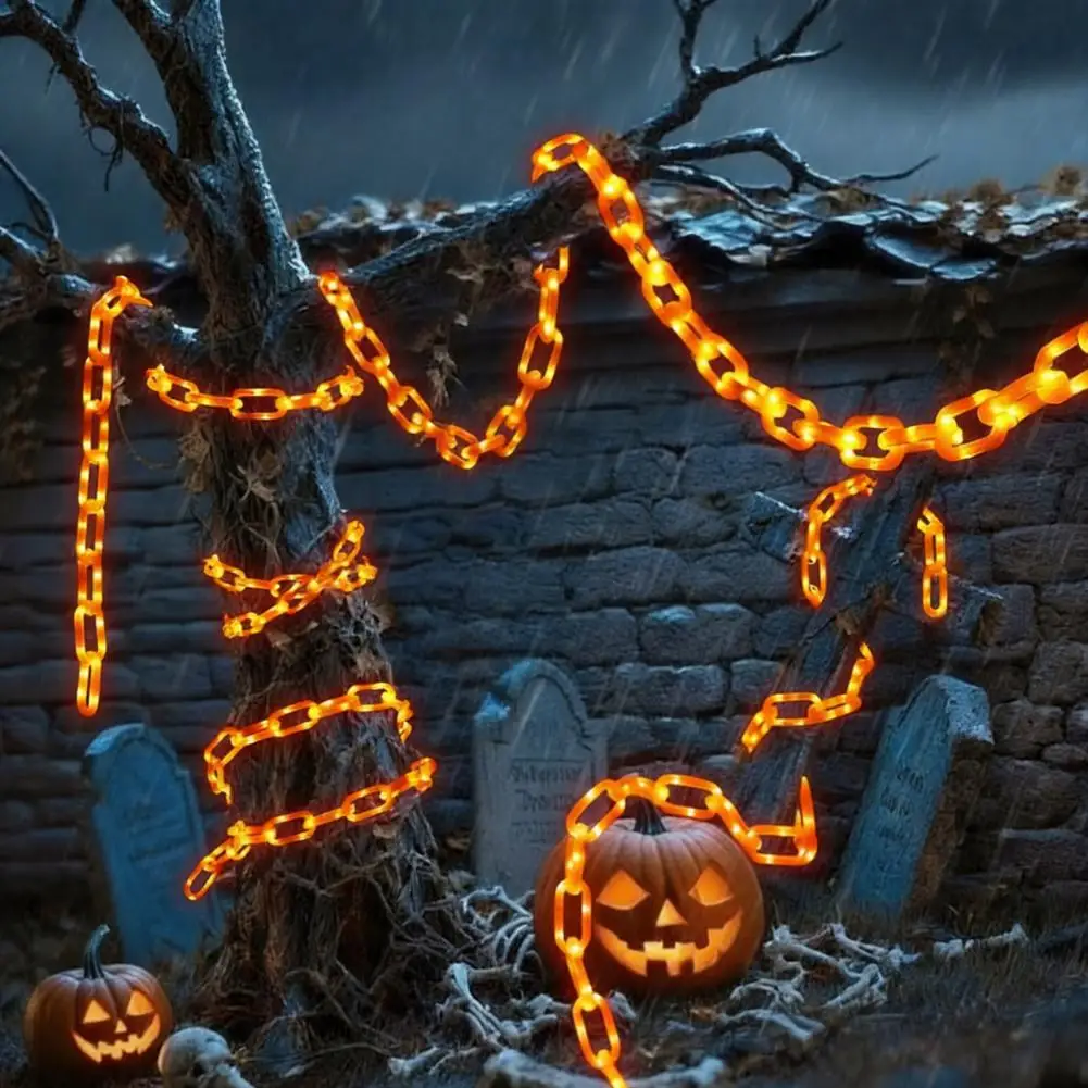 Halloween Chain Lights, Waterproof Bright Orange/Purple LED Lighting Plastic Link Lights for Garden Yard Patio Porch Tree Decor