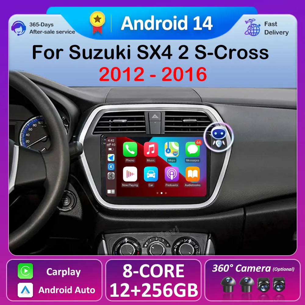 

Car Radio Multimedia Video Player for Suzuki SX4 2 S-Cross 2012 - 2016 Navigation Stereo GPS Android 14 2K Screen No 2din dvd