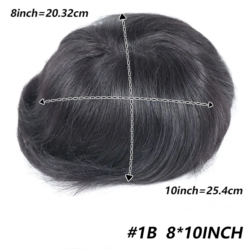 شعر مستعار للرجال 1B20 & 1B30 رمادي مع قاعدة ملونة سوداء طبيعية أحادية PU شعر مستعار رجل حقيقي قطعة شعر 8x10 بوصة استبدال الشعر البشري