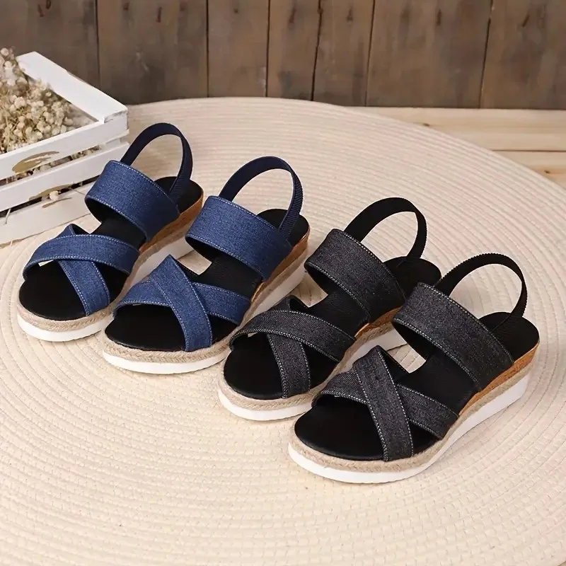 Wedge Sandals Women 2024 Summer New Fashion Shoes for Women Casual Non-slip Peep Toe Platform Buckle Elegant Sandals Female