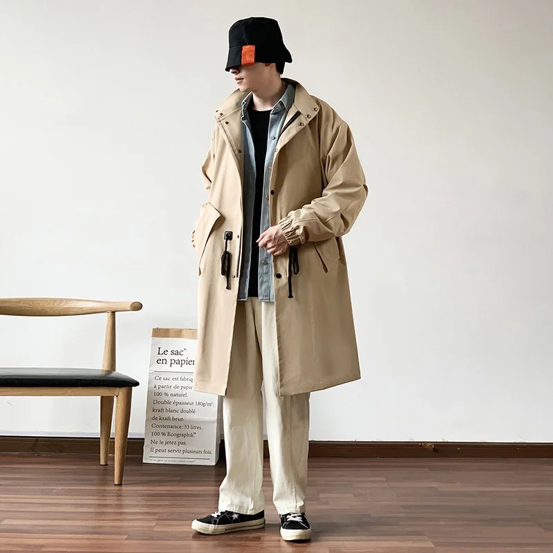 Abrigo de Gabardina a Cuadros para Hombre, Cortavientos, Largo hasta la Rodilla, para Expediciones de Montaña, Verde, con Múltiples Bolsillos, para Senderismo, Aventuras al Aire Libre, Invierno