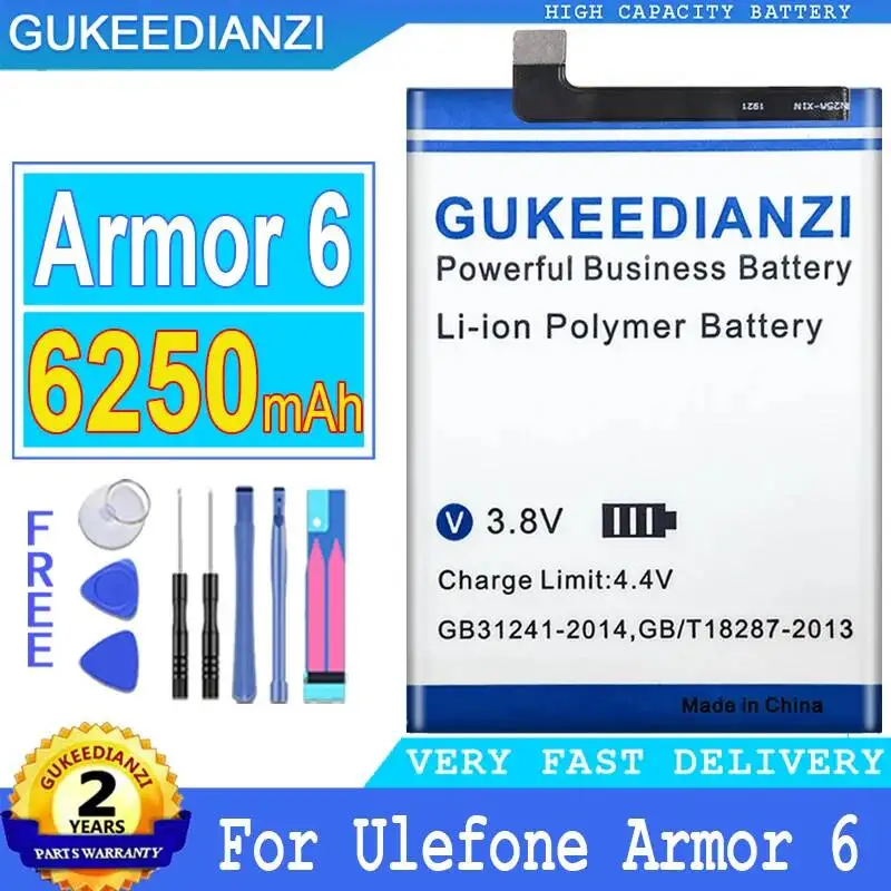 For Ulefone Armor 6 Safe 6250mAh High Compatibility Mobile Phone Battery