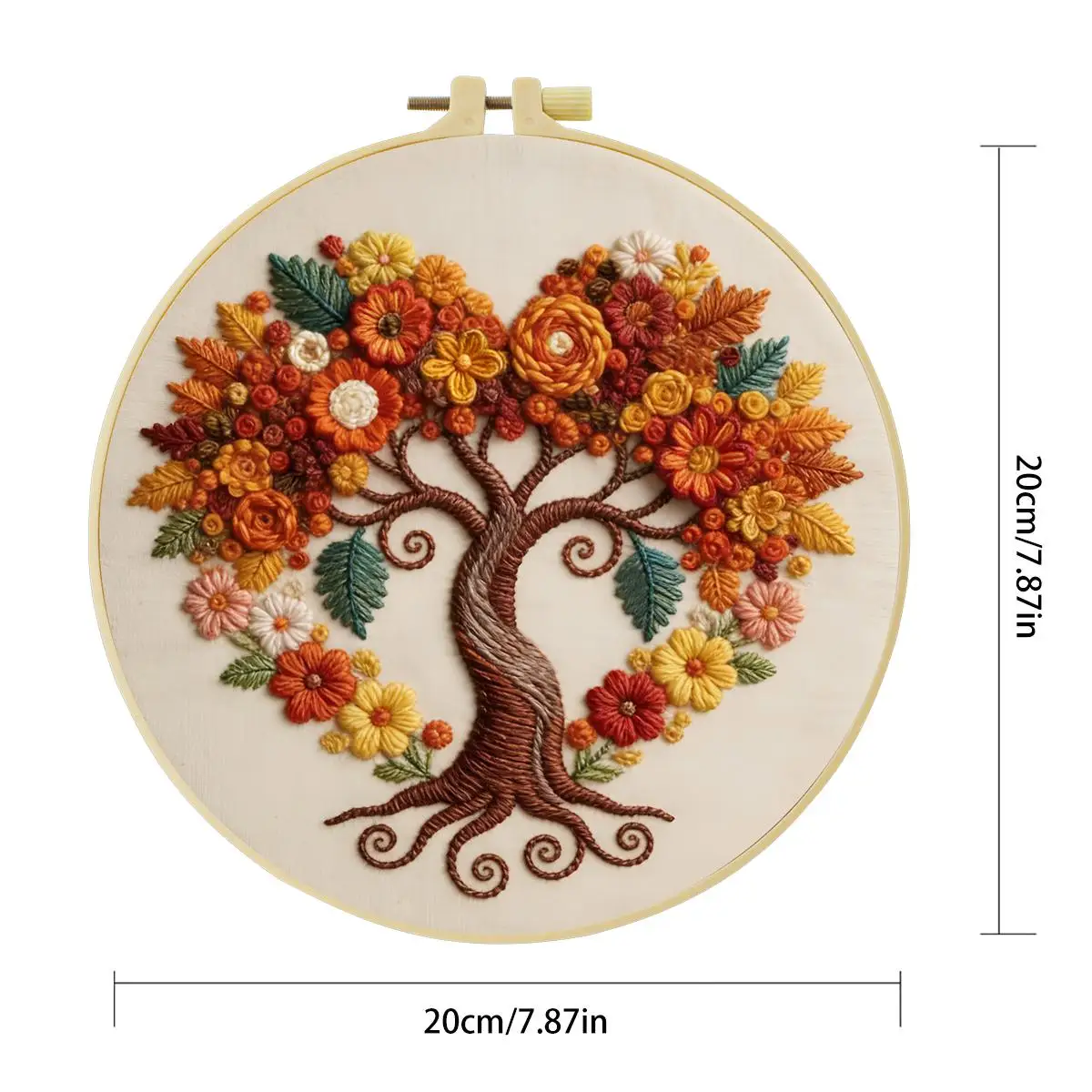 1 Stück 20X20CM/15X15CM 7,87/6,3 Zoll Baum des Lebens Stickerei Starter-Kit DIY-Kit DIY-Stickerei-Set für Anfänger – Detail 3