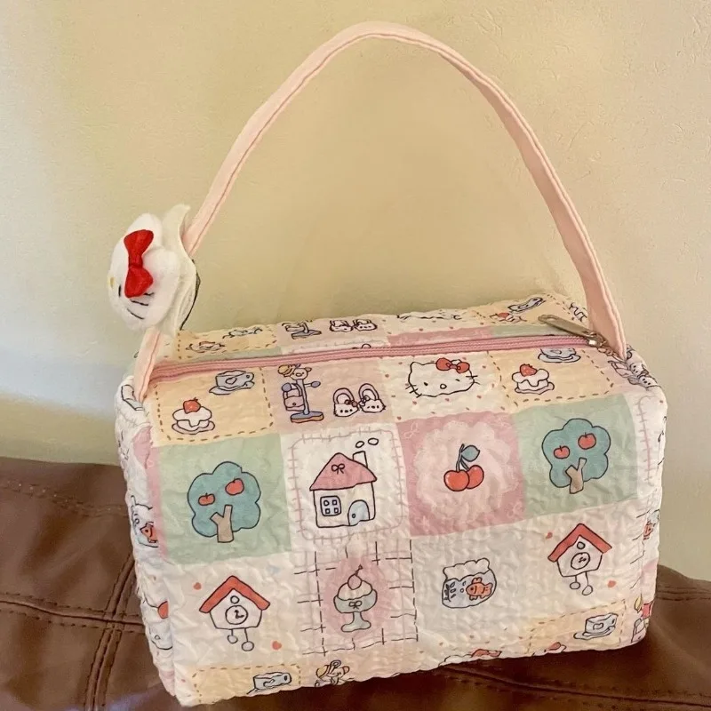

Hello Kitty Kawaii Makeup Bag Fashion Cartoon Large Capacity Outward Travel Washroom Storage Bag Wholesale of Women Accessories