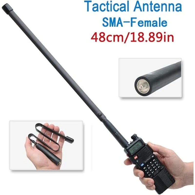 AR-152A 48cm CS antena táctica conector TNC SMA-F banda Dual VHF/UHF 144/430mHz plegable para Walkie Talkie Kenwood TK-378