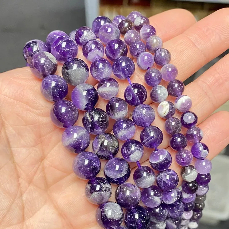 Natürliche dunkel violette Traum Amethyste Perlen lose Abstand halter 4 6 8 10 12mm Heils tein für Schmuck machen DIY Armband Zubehör – Detail 3