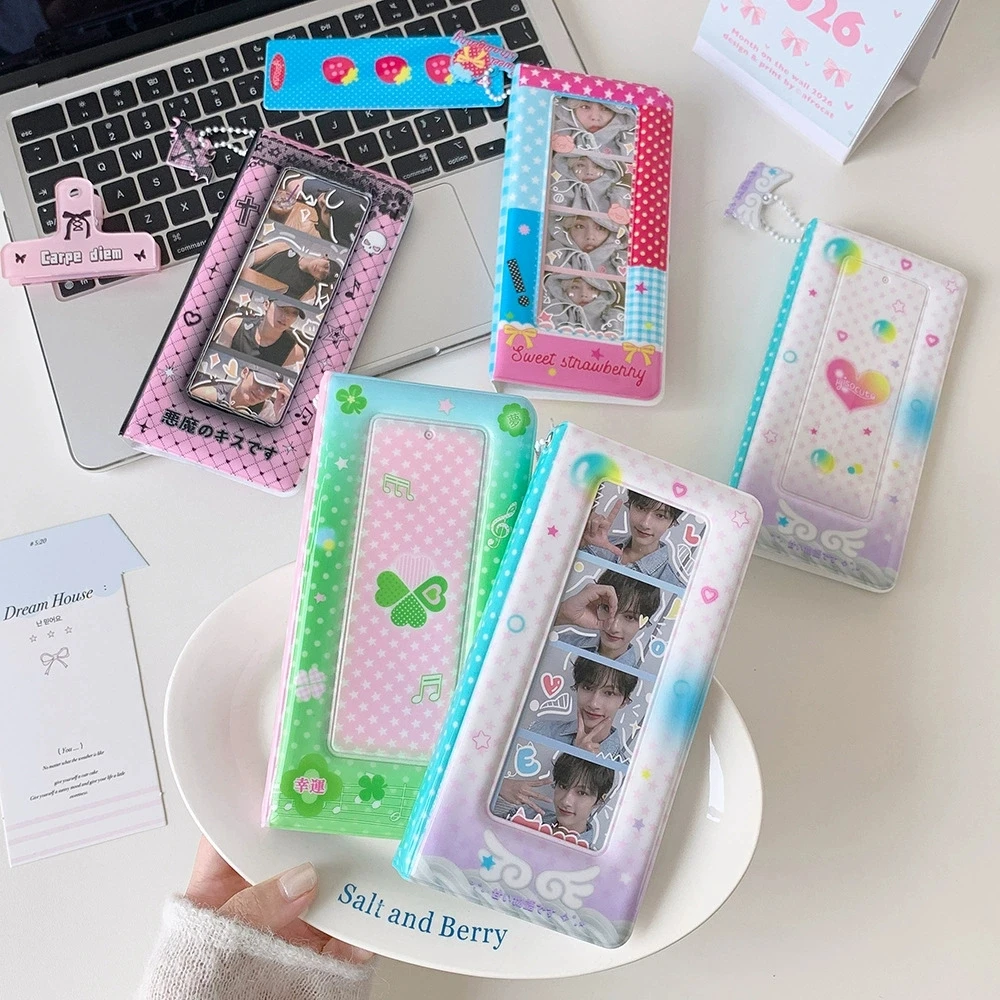 Multicolors Photo Booth Album Book Cute Cartoon Photocard Holder Book with 40 Pockets Photo Strip Holder for Wedding Anniversary