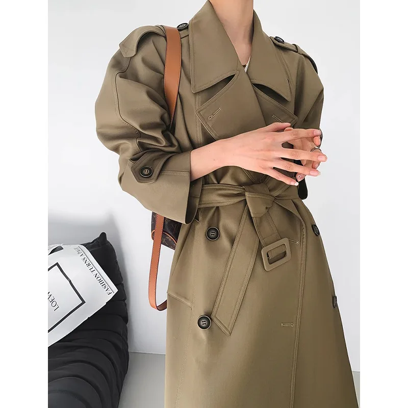 الرجعية مزاجه البريطاني التنقل مزدوجة الصدر المتوسطة وطويلة خندق معطف المرأة أوائل الربيع جديد الدانتيل متابعة معطف خندق