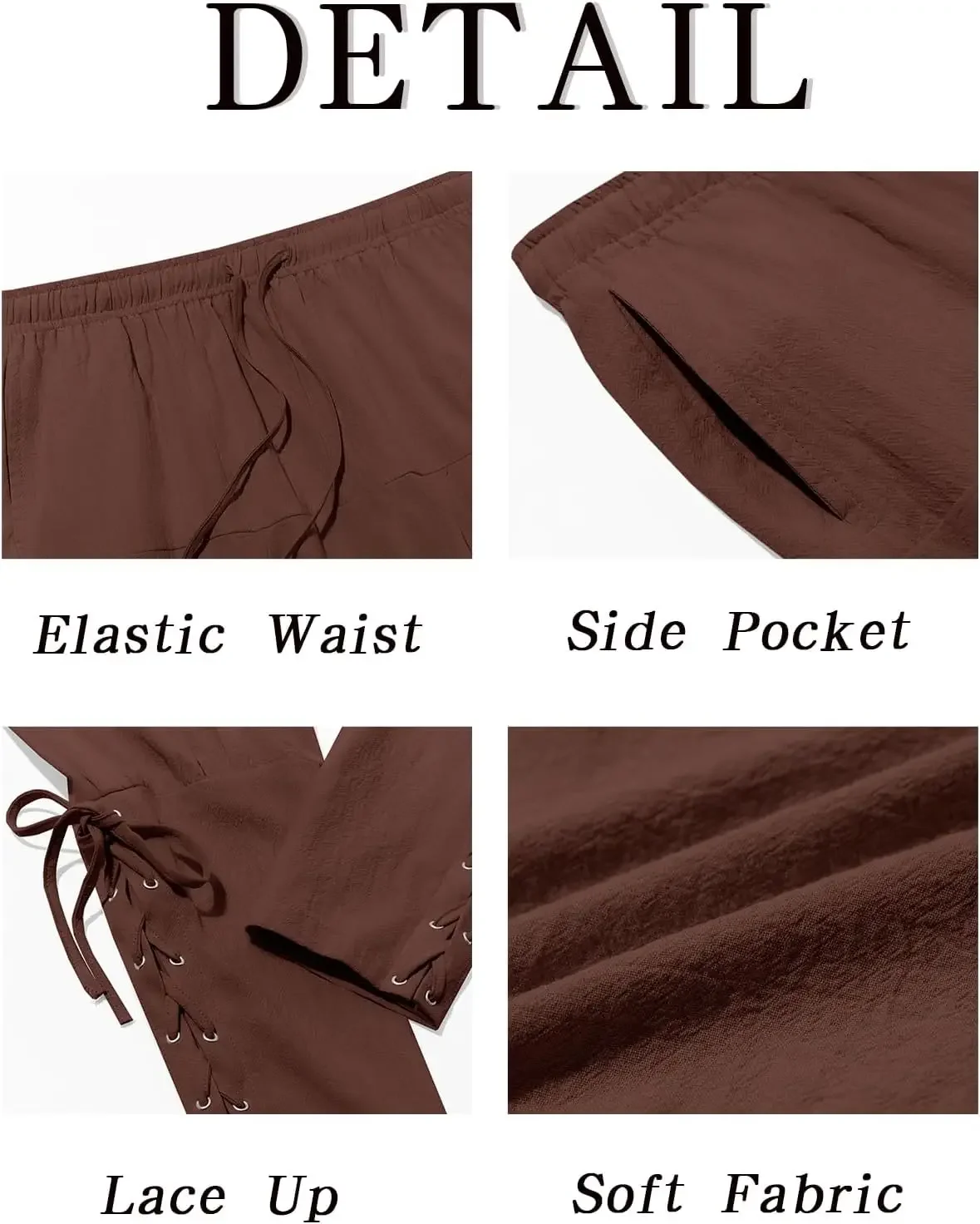 Mens Medieval Ankle Banded Pants Renaissance Viking Pirate Navigator Pants Lace Up Cotton Halloween Trousers