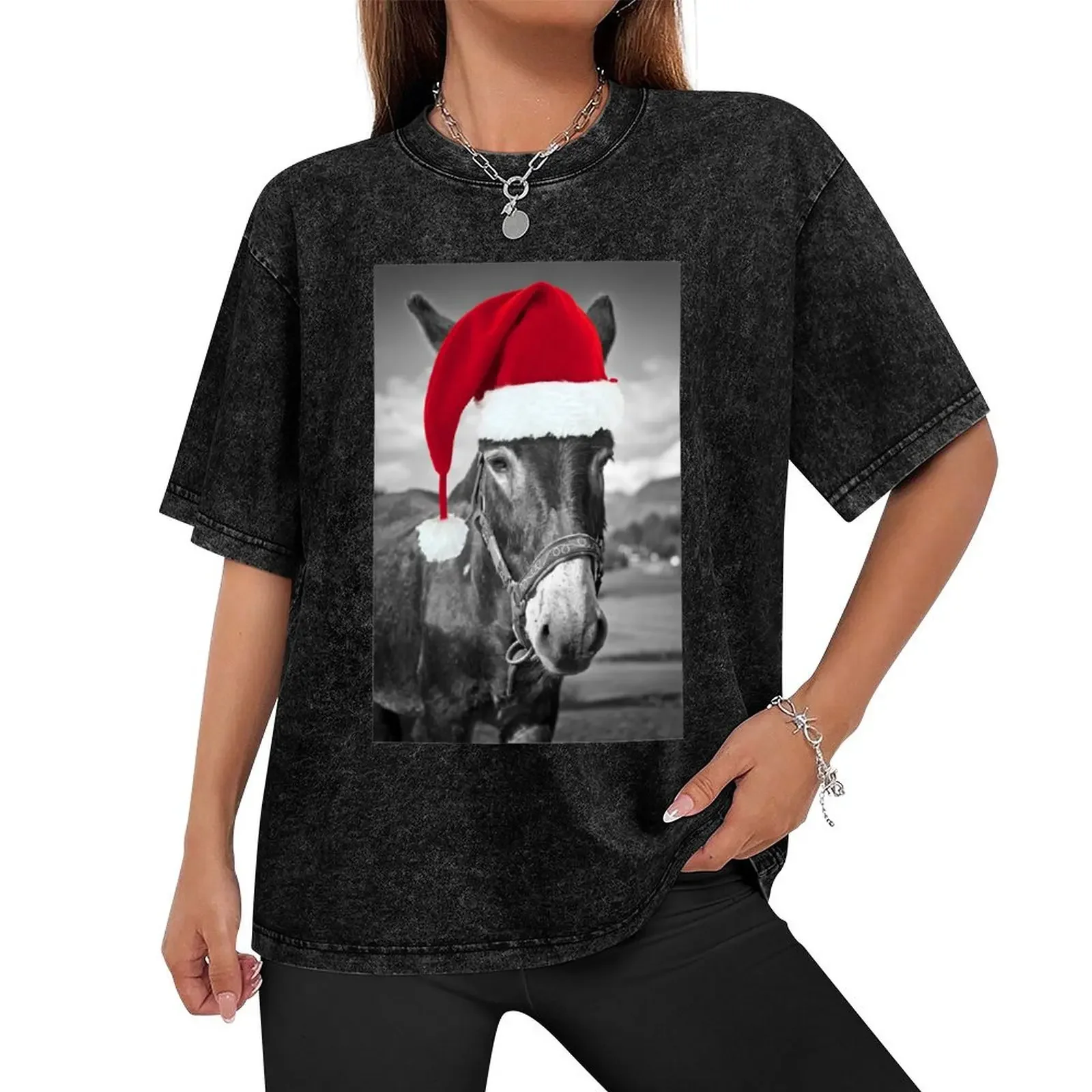 donkey christmas T-Shirt quick drying plus size tops workout shirts for men