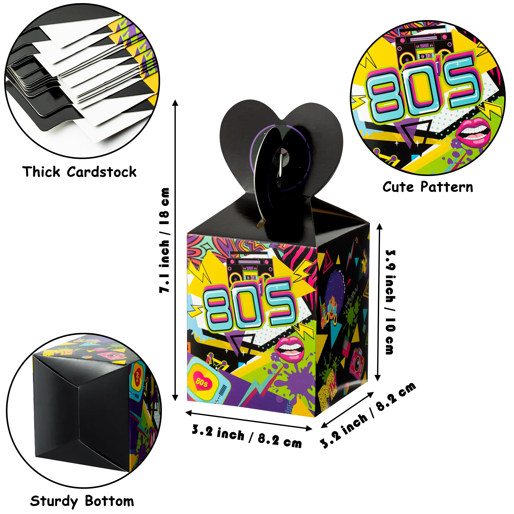 18Pcs Vintage 80s Candy Box Set Disco Print Small Popcorn Cookies Warring Box for Kids Birthday Party Anniversary Celebration
