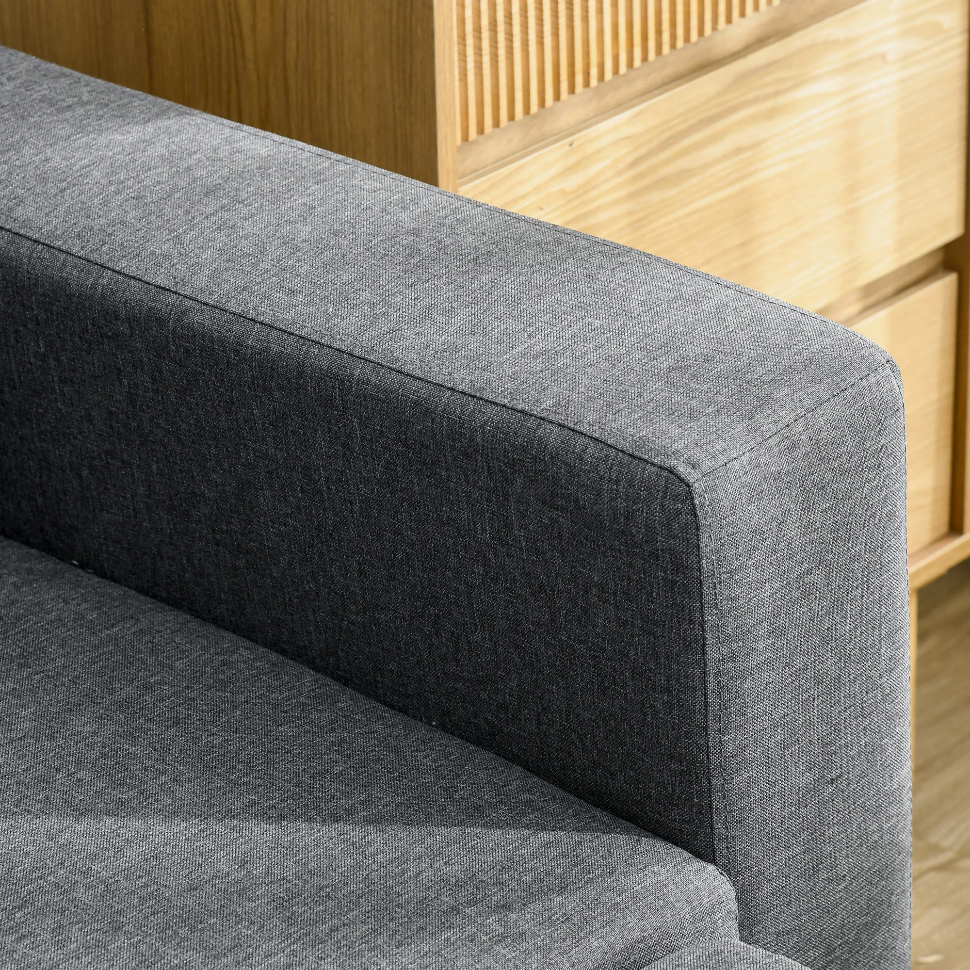 HOMCOM أريكة سرير زاوية مع مساحة تخزين، سرير أريكة قابل للسحب بثلاثة مقاعد، رمادي داكن #4