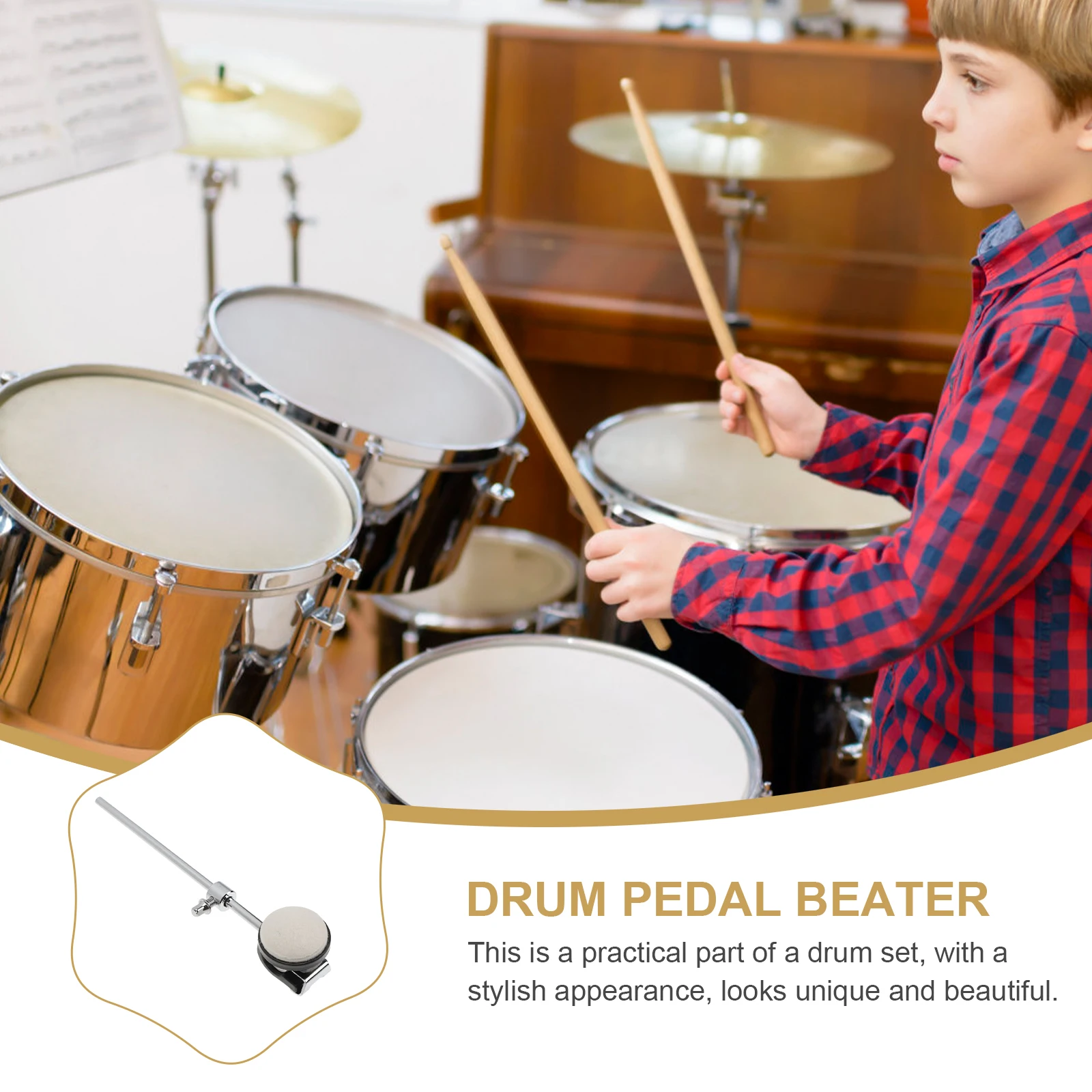 

Sturdy Pedal Hammer For Bass Drum Replacement Durable Steel Abs Fast Response Felt Beater Head Easy Install Replacement Part For