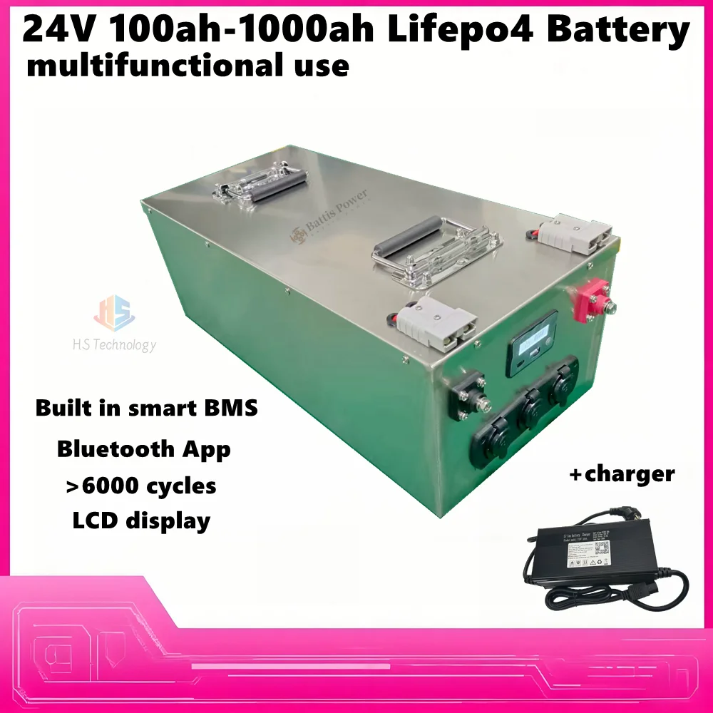 24V 500ah 800ah rechargeable LiFePO4 battery pack for Solar energy PV Outdoor Camping Portable power deep cycle lithium battery