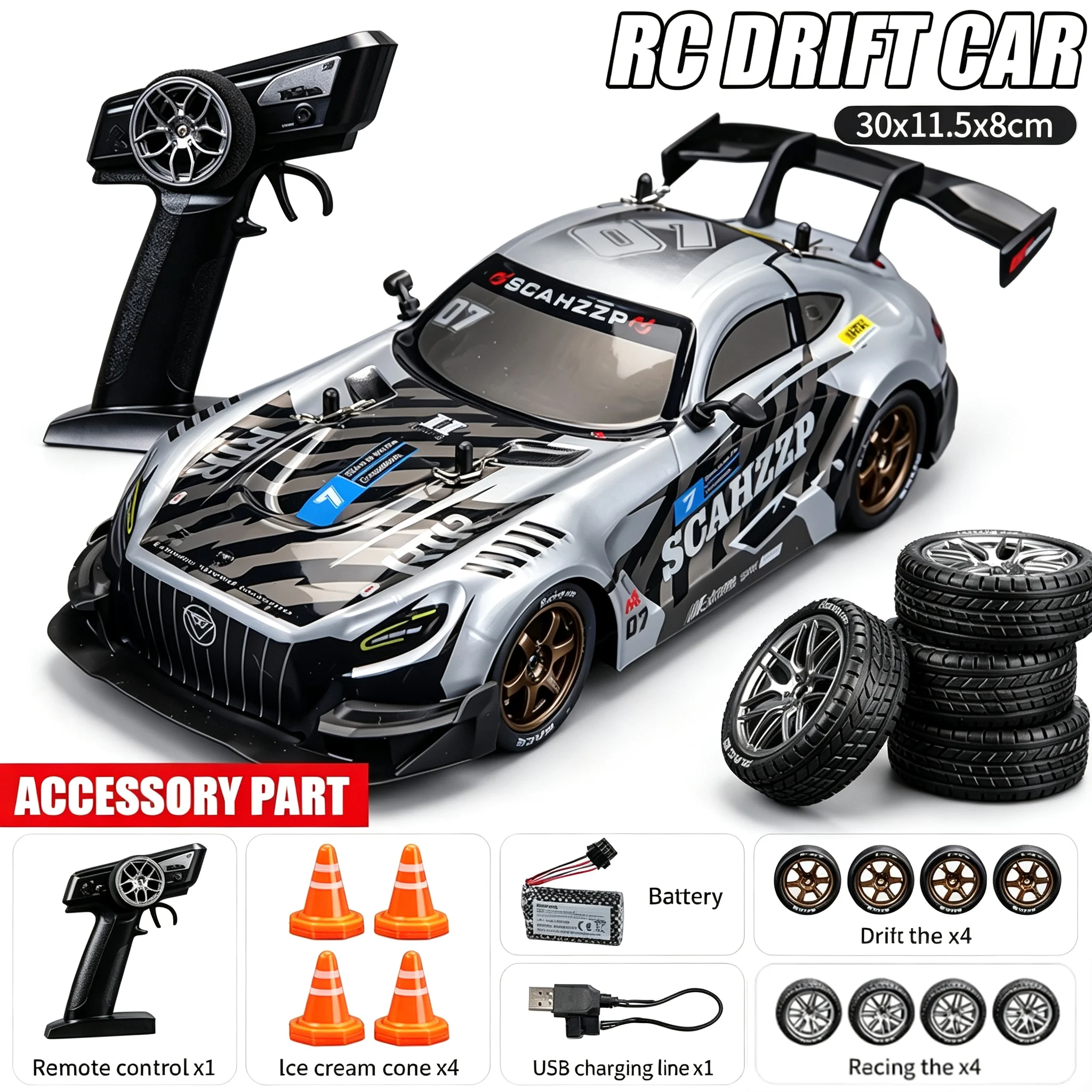 1: 16 Four-Wheel Drive Remote Control Car Simulation Headlight Variable Speed Drift Racing Car Children's Electric Toy Car Model