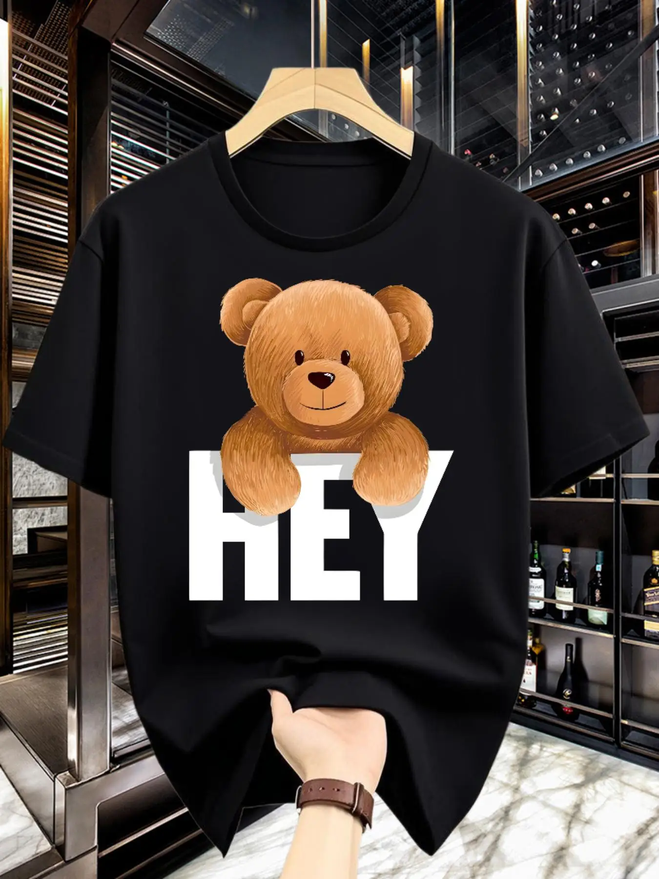 

Men's Casual Digital Print T-shirt, Round Neck, Short Sleeves, Street Hip-hop Style, Summer European and American Fashion Trend