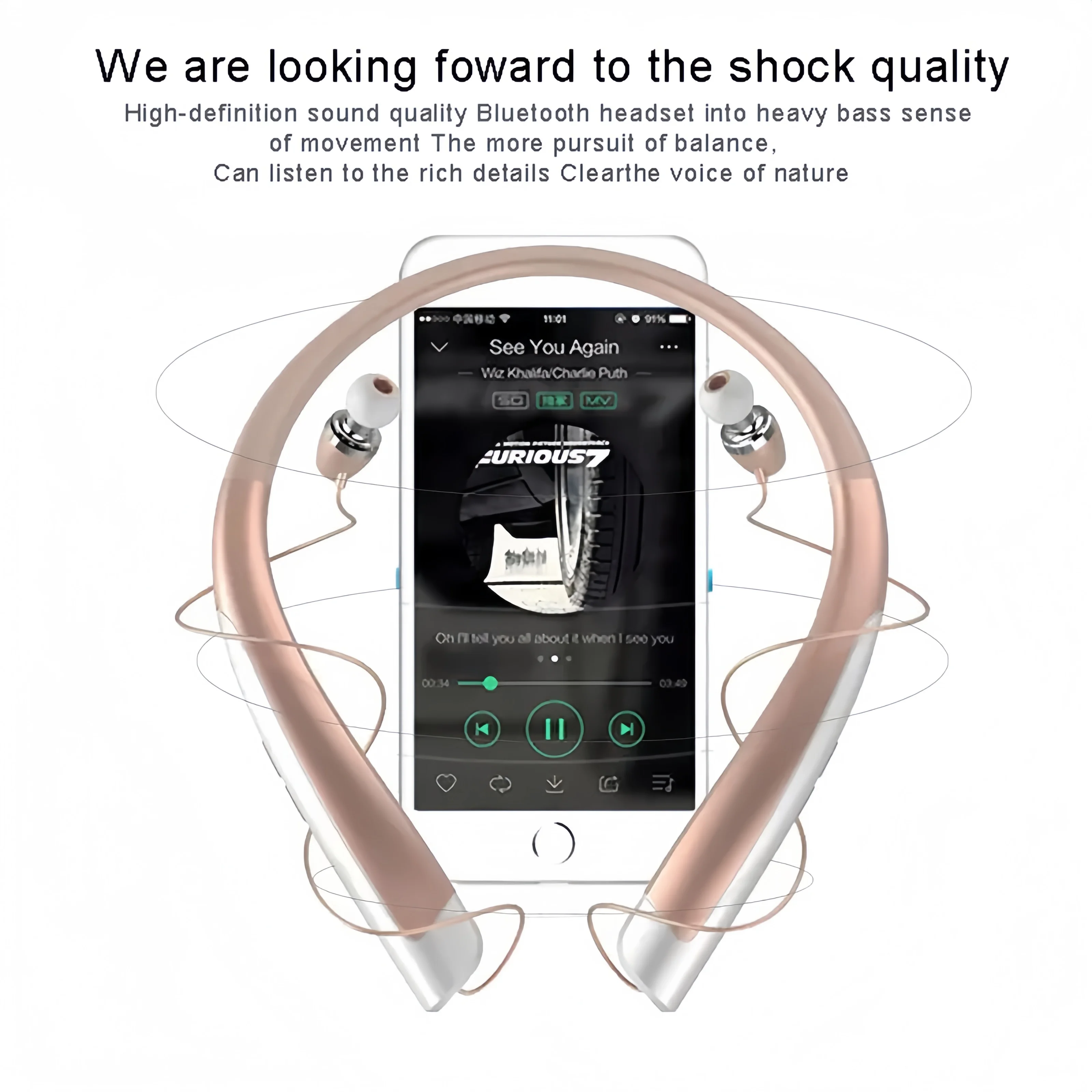 

Настоящие беспроводные наушники с масштабируемостью, Bluetooth-гарнитура с шейным ремешком, Hi-Fi стереонаушники, наушники с шумоподавлением и микрофоном