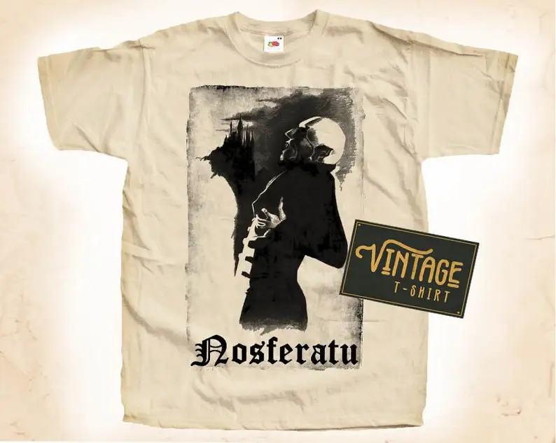 

NOSFERATU V5 T shirt Tee Natural Vintage Cotton Movie Poster Beige All Sizes