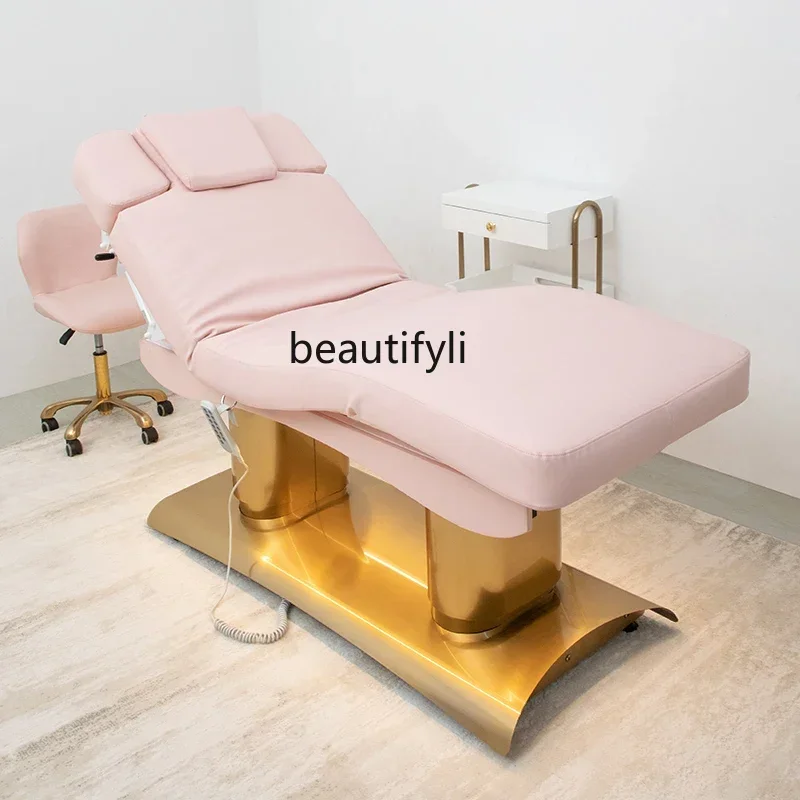 

High-end beauty bed stainless steel base intelligent heating all-electric micro-pattern embroidery medical beauty bedAA