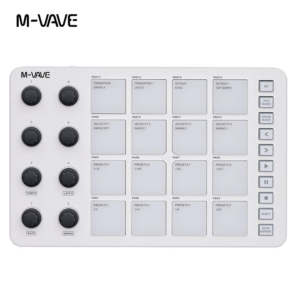 

MIDI Controller Strike Pad RGB Backlight MIDI Keyboard BT Connection Low Latency 3.5mm Output Interface ith MIDI Pad