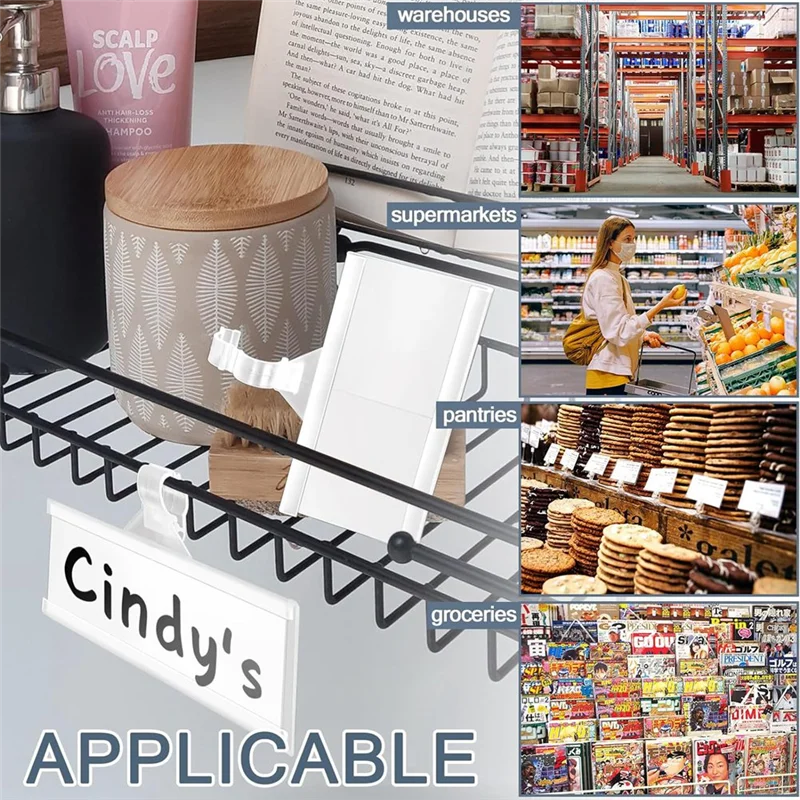 100 шт., пластиковые держатели для этикеток с проволочными полками, многоразовый держатель для ценников с замками, прочный для универмага супермаркета