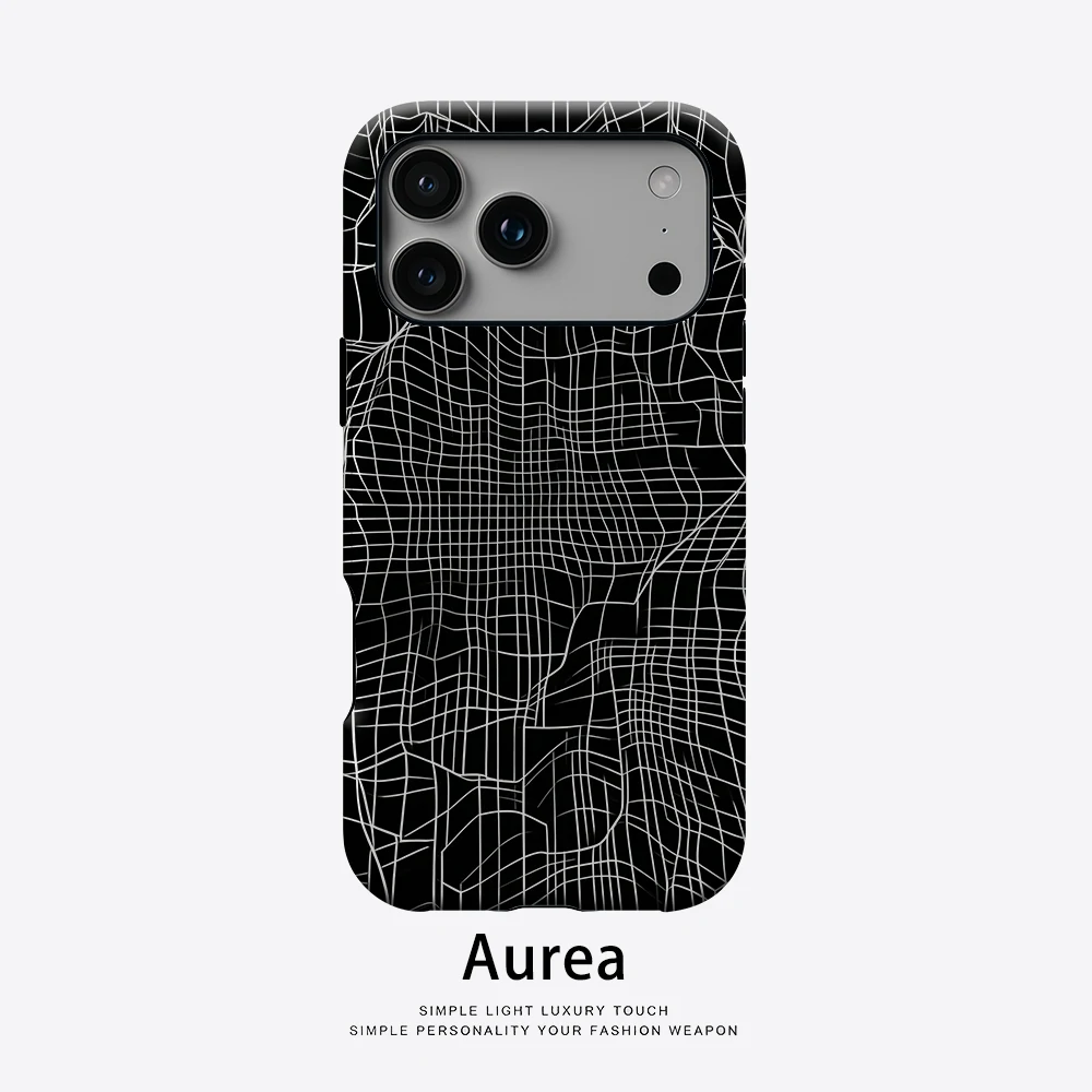 Aurea Case Matte Bumper für MagSafe Hülle für iPhone 18 17 16 15 14 Plus 13 Pro Max Stoßfeste Harte PC-Gitter-Verzerrungs-Schutzhülle
