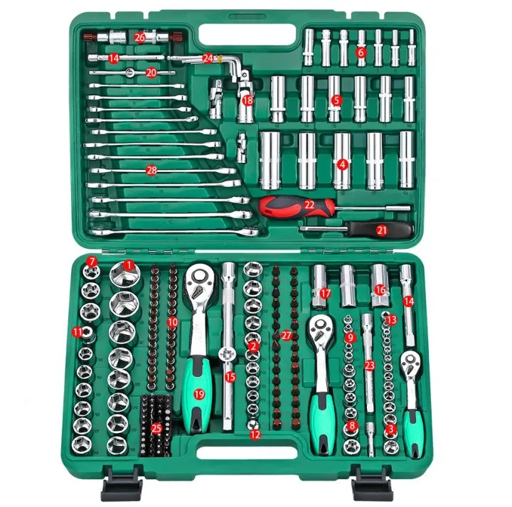 

216pcs Hand Tools Set Box 24 Teeth Ratchet Wrench Socket Professional Herramientas Mechanical Spanner Car Mechanics Tool Sets
