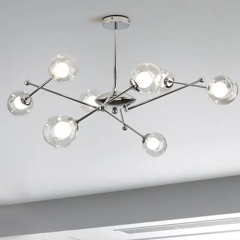 Bauhaus ceiling lamp Magic Bean Lights for Living Room Sliver Chrome Pendant Lamp Bedroom Dining Room Glass Chandelier