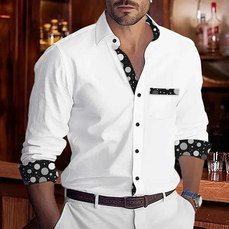 Hot selling men's long sleeved shirts in Europe and America, summer new style, stand up collar, casual beach style