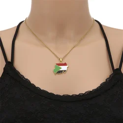 European And American Stainless Steel Sudan Map Pendant Necklace